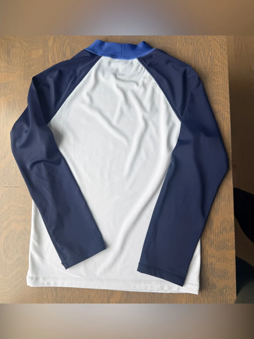 Janie and Jack Long-Sleeve Rash Guard - White & Navy size 6